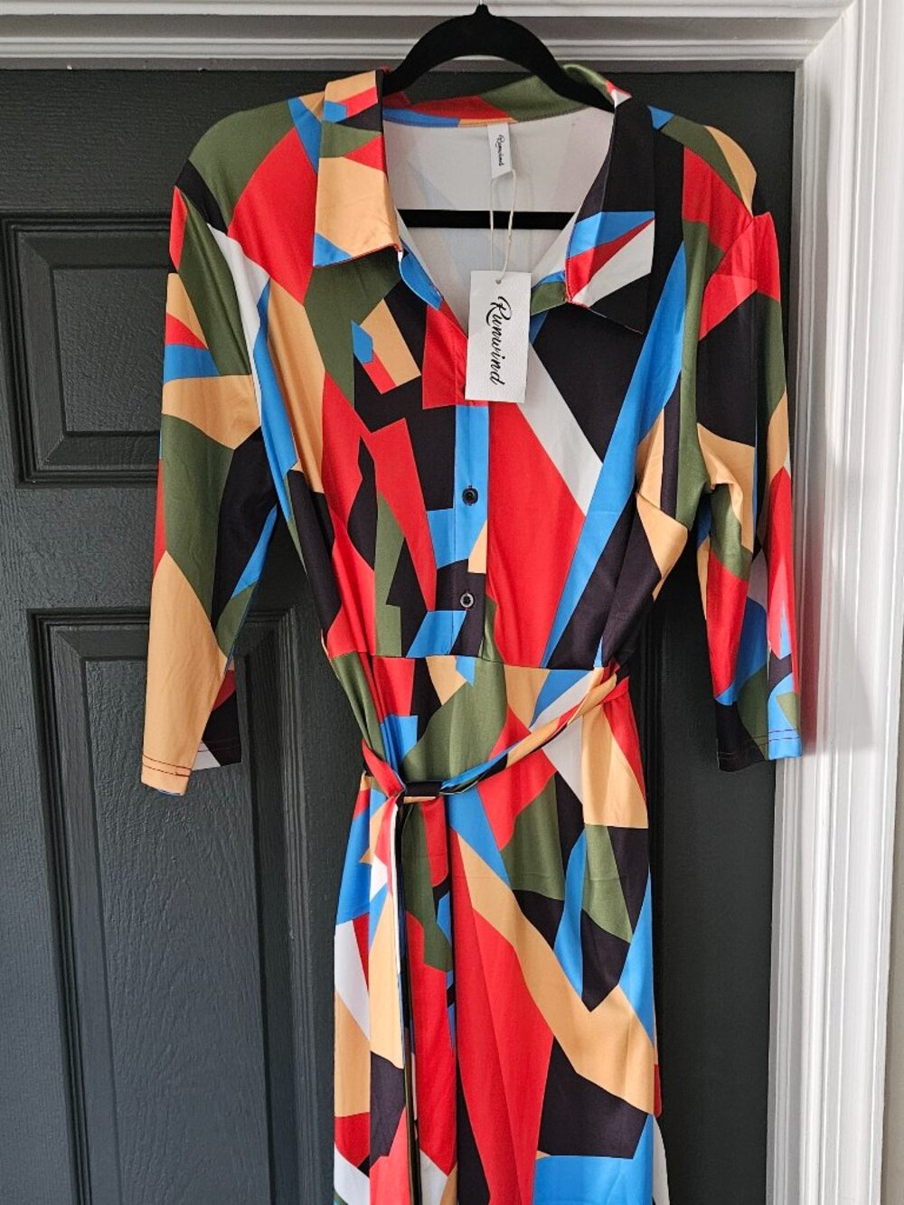 Runwind Geometric Long-Sleeved Dress Size XL New